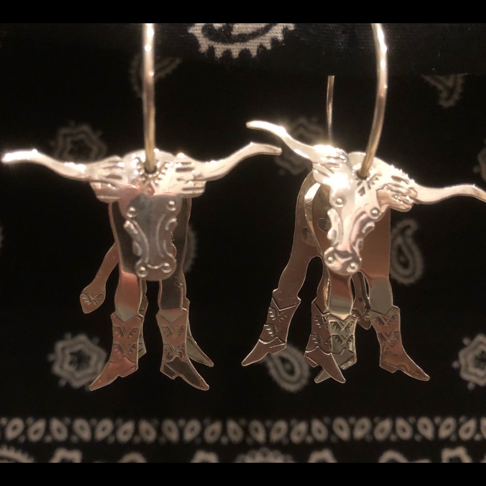 Western Silver Hoop Earings